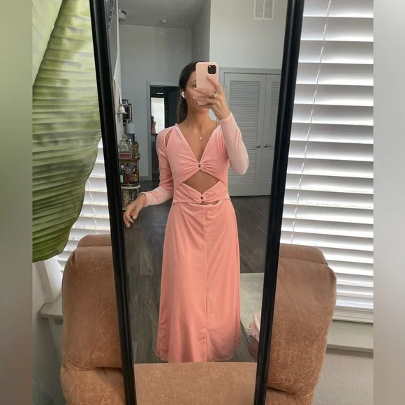 midi elegant evening dresses Elegant Midi Length Ruffles Sleeves Chiffon Dresses Empire Waist Eveni